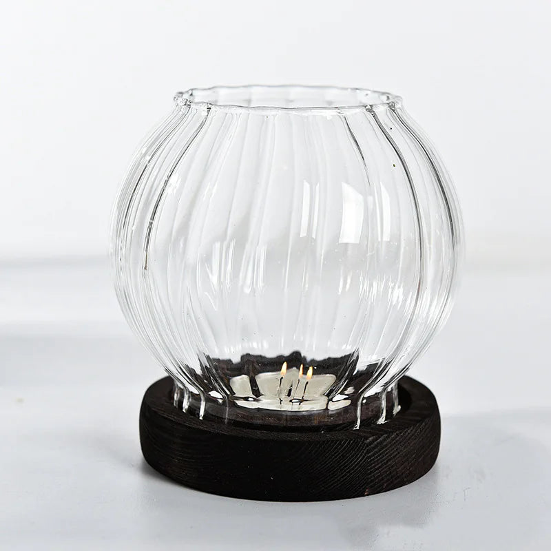 Transparent Round Retro Glass Tealight Candle Holder