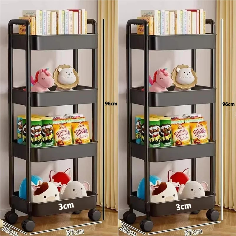 Mobile Bookshelf & Kitchen Storage Trolley with Wheels