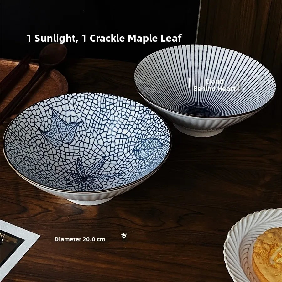 Hand-Painted Japanese Style Soup Bowl with Lid