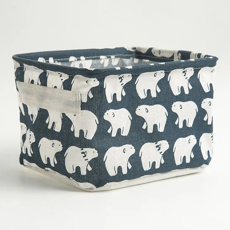 Small Foldable Canvas Storage Basket with Handle