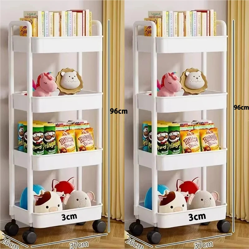 Mobile Bookshelf & Kitchen Storage Trolley with Wheels