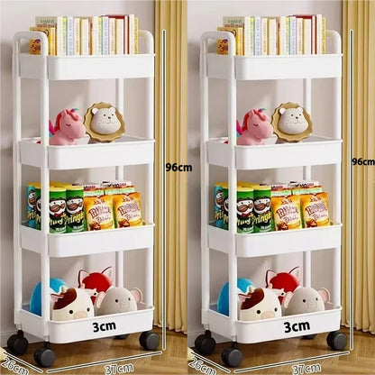 Mobile Bookshelf & Kitchen Storage Trolley with Wheels