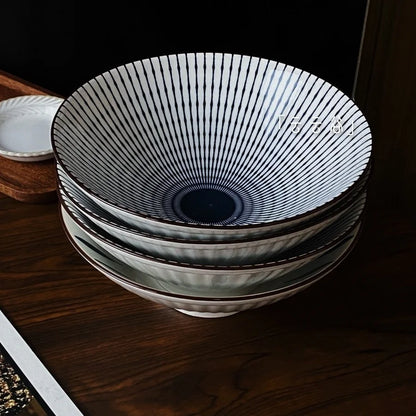 Hand-Painted Japanese Style Soup Bowl with Lid