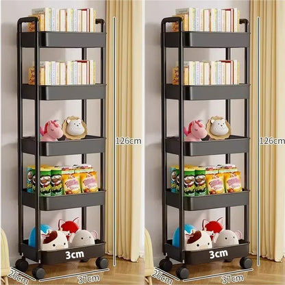 Mobile Bookshelf & Kitchen Storage Trolley with Wheels
