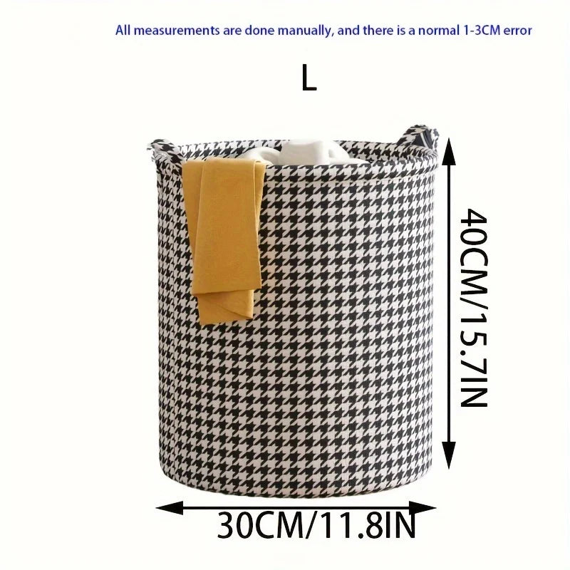 Foldable Houndstooth Laundry Hamper with Handles