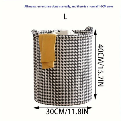 Foldable Houndstooth Laundry Hamper with Handles