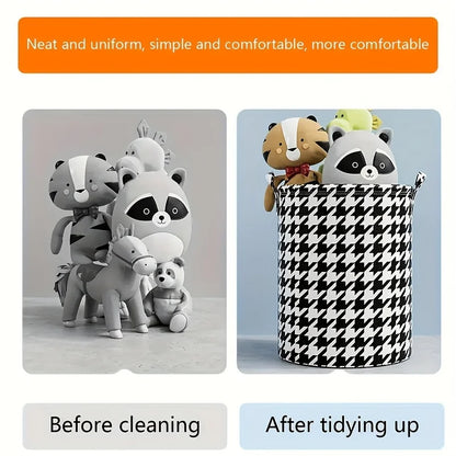 Foldable Houndstooth Laundry Hamper with Handles