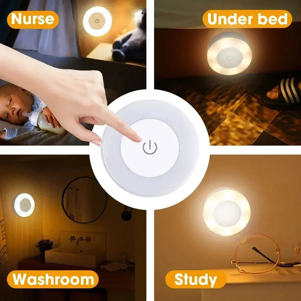 LED Portable USB Rechargeable Night Light – Round Design