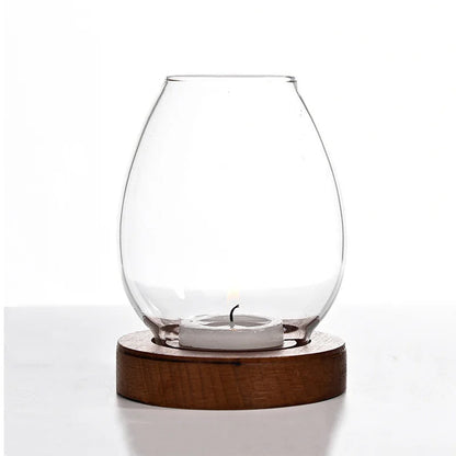 Transparent Round Retro Glass Tealight Candle Holder