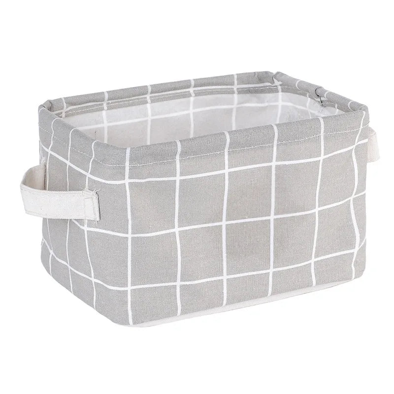 Small Foldable Canvas Storage Basket with Handle