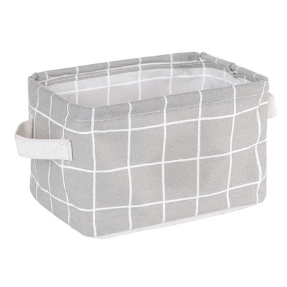 Small Foldable Canvas Storage Basket with Handle