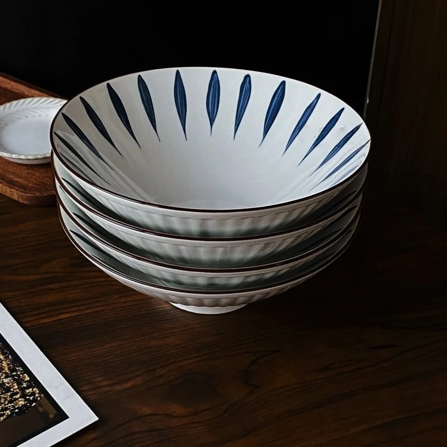 Hand-Painted Japanese Style Soup Bowl with Lid