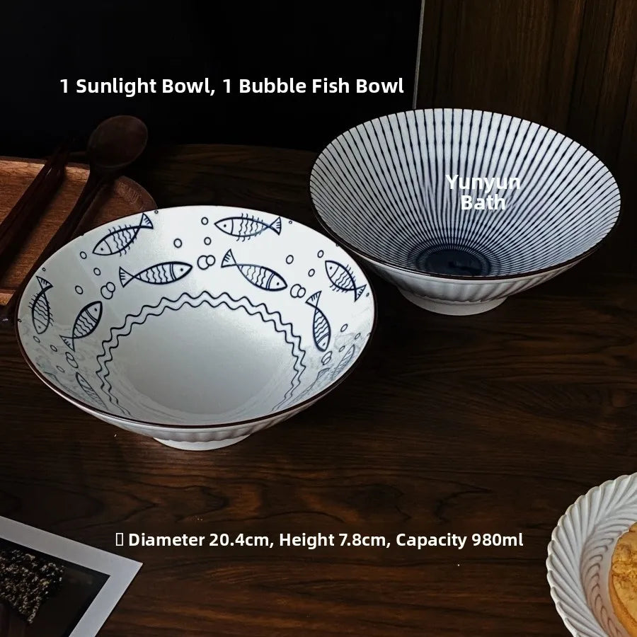 Hand-Painted Japanese Style Soup Bowl with Lid