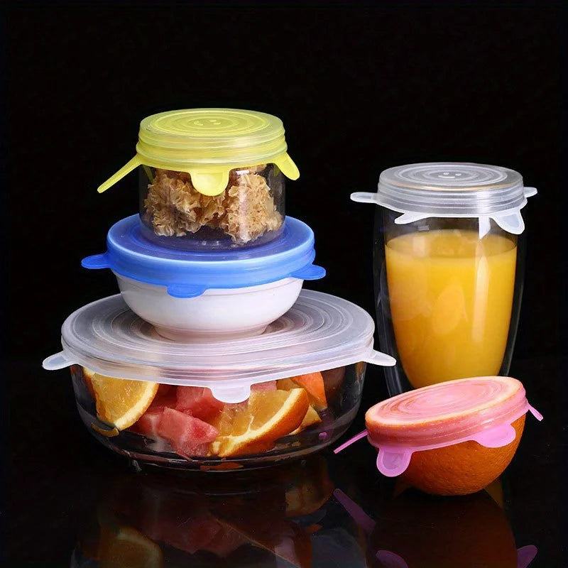 Reusable Silicone Elastic Food Covers for Bowls, Pans & Pots