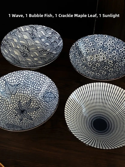 Hand-Painted Japanese Style Soup Bowl with Lid