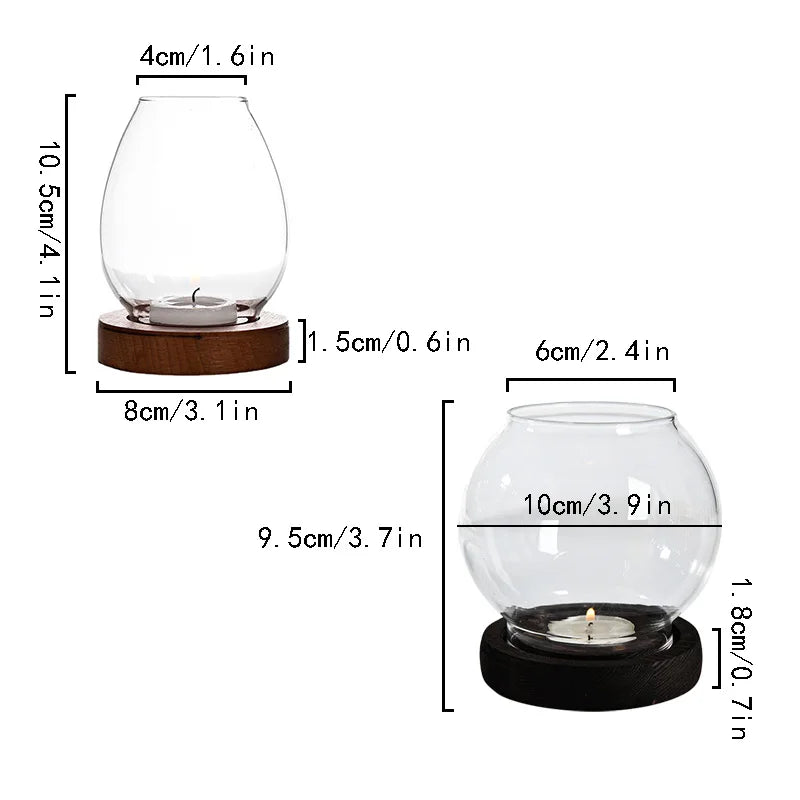 Transparent Round Retro Glass Tealight Candle Holder