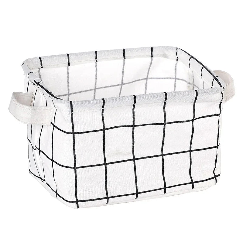 Small Foldable Canvas Storage Basket with Handle