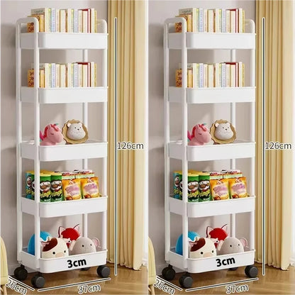 Mobile Bookshelf & Kitchen Storage Trolley with Wheels