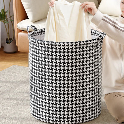 Foldable Houndstooth Laundry Hamper with Handles