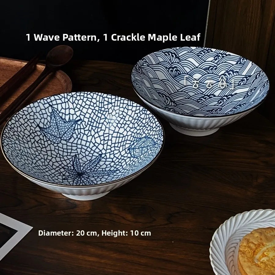 Hand-Painted Japanese Style Soup Bowl with Lid