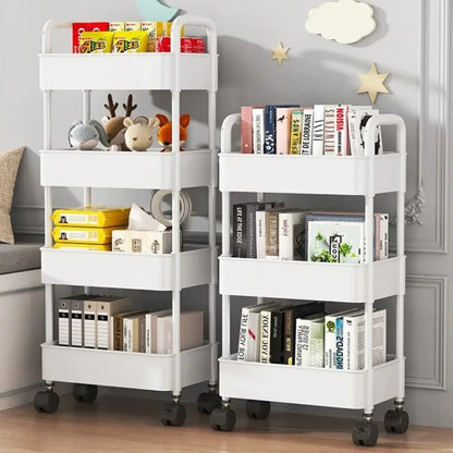 Mobile Bookshelf & Kitchen Storage Trolley with Wheels