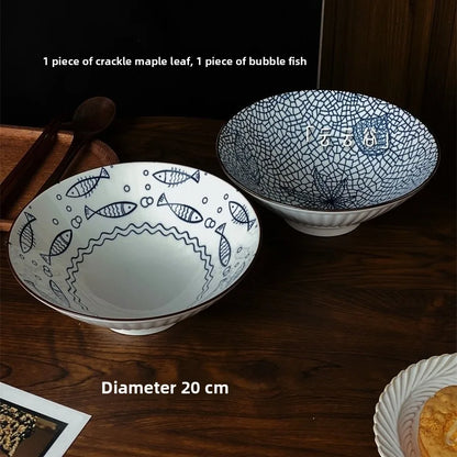 Hand-Painted Japanese Style Soup Bowl with Lid