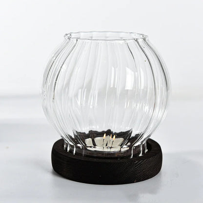 Transparent Round Retro Glass Tealight Candle Holder