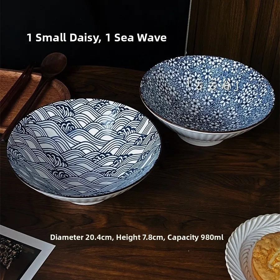 Hand-Painted Japanese Style Soup Bowl with Lid