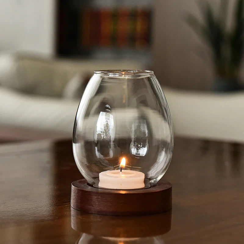 Transparent Round Retro Glass Tealight Candle Holder
