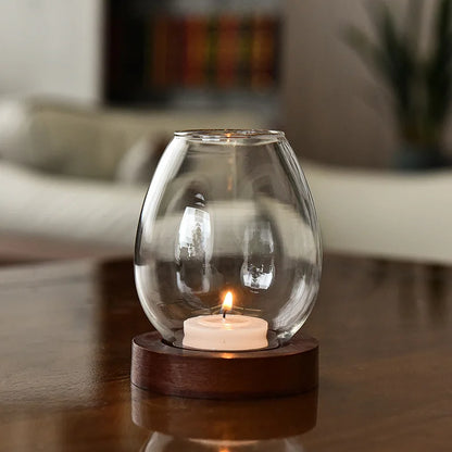 Transparent Round Retro Glass Tealight Candle Holder