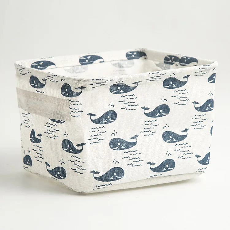 Small Foldable Canvas Storage Basket with Handle
