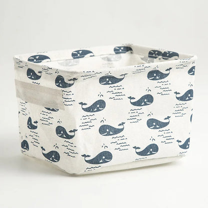 Small Foldable Canvas Storage Basket with Handle
