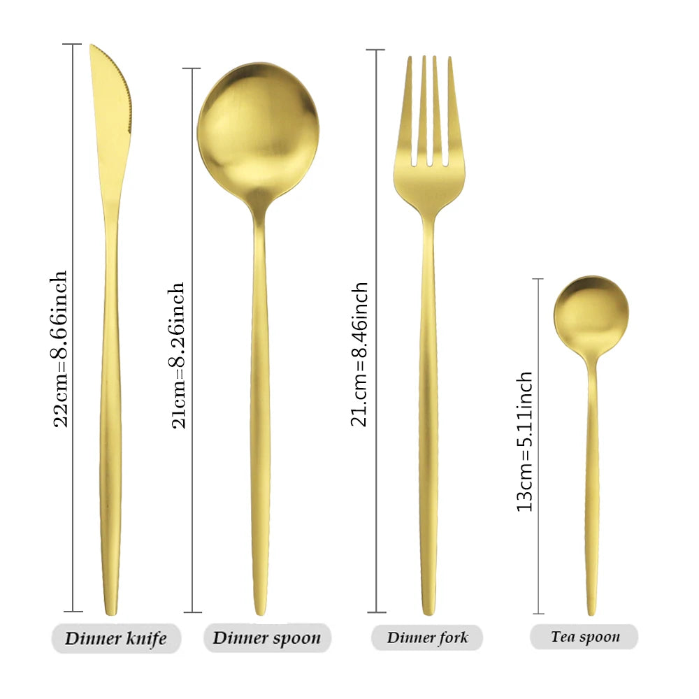 Gold Matte 16-Piece Stainless Steel Cutlery Set