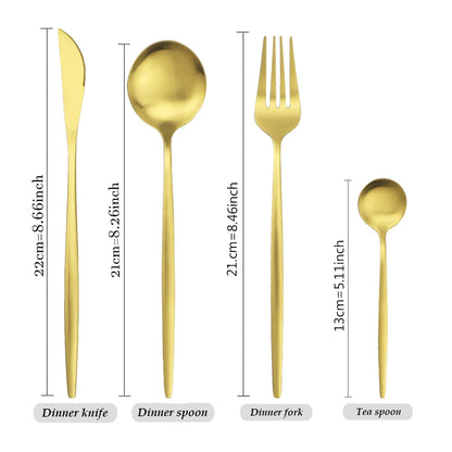 Gold Matte 16-Piece Stainless Steel Cutlery Set