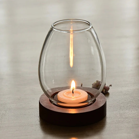 Transparent Round Retro Glass Tealight Candle Holder