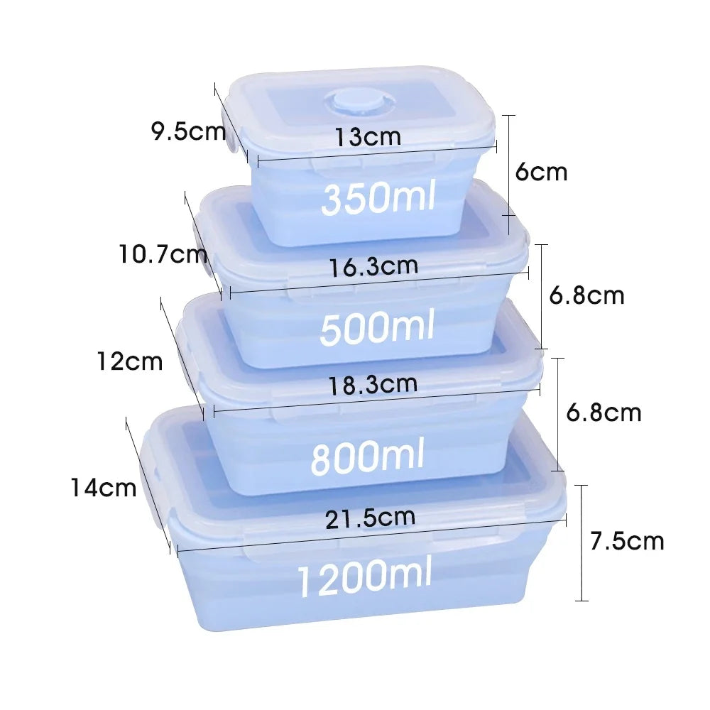 4PCS Collapsible Silicone Food Storage Containers with Lids