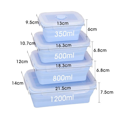 4PCS Collapsible Silicone Food Storage Containers with Lids