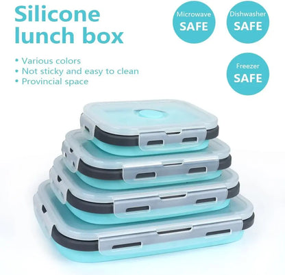 4PCS Collapsible Silicone Food Storage Containers with Lids