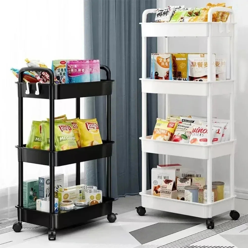 Mobile Bookshelf & Kitchen Storage Trolley with Wheels