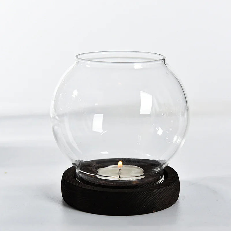 Transparent Round Retro Glass Tealight Candle Holder