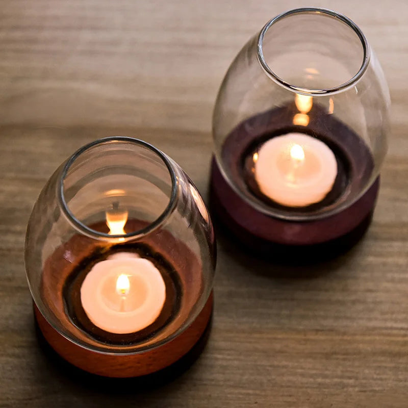 Transparent Round Retro Glass Tealight Candle Holder