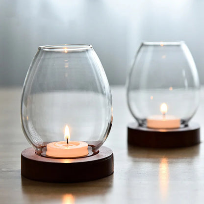 Transparent Round Retro Glass Tealight Candle Holder