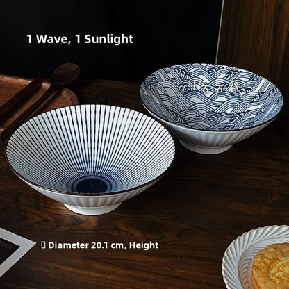 Hand-Painted Japanese Style Soup Bowl with Lid