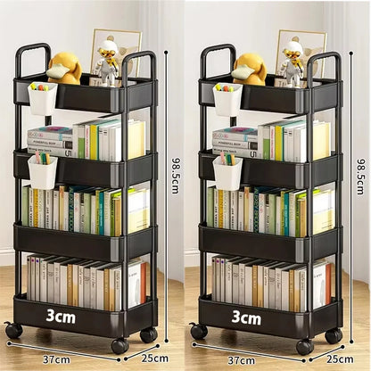 Mobile Bookshelf & Kitchen Storage Trolley with Wheels