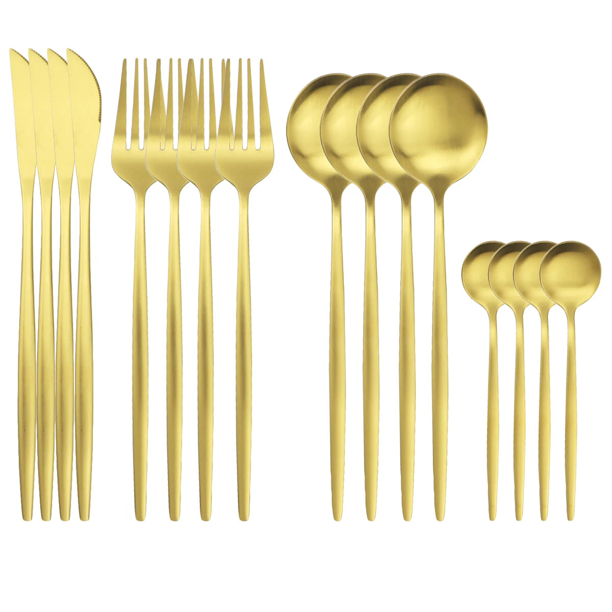 Gold Matte 16-Piece Stainless Steel Cutlery Set