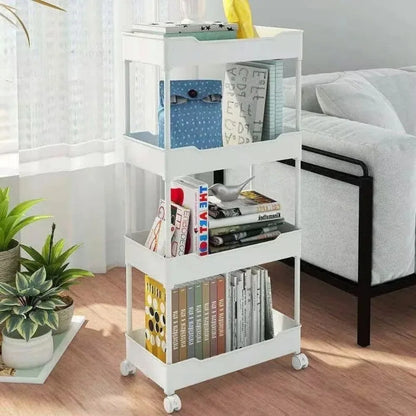 Mobile Bookshelf & Kitchen Storage Trolley with Wheels