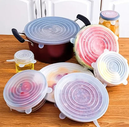 Reusable Silicone Elastic Food Covers for Bowls, Pans & Pots