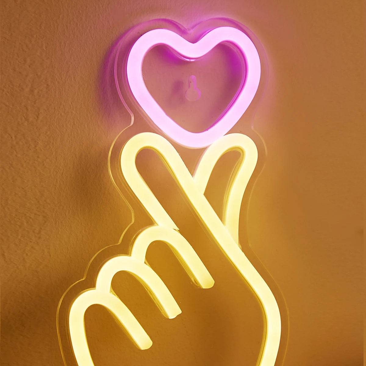 LED Neon Hand & Heart USB-Powered Neon Sign