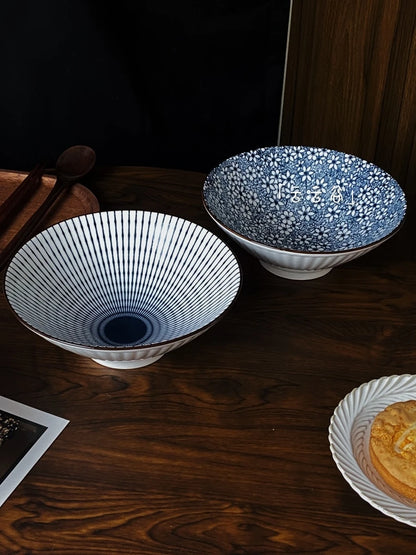 Hand-Painted Japanese Style Soup Bowl with Lid