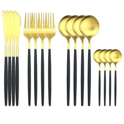 Gold Matte 16-Piece Stainless Steel Cutlery Set